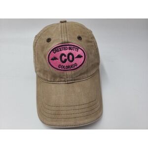 Crested‎ Butte Colorado Adjustable (Fits Small) Hat Cap Ski Men Women Brown Pink